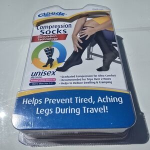Cloudz Compression Socks Black Flight Pregnancy Edema Circulation Unisex NEW
